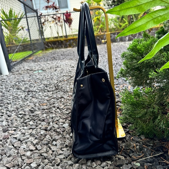 Tory Burch Black Patent Leather Trim Nylon Tote 14” L x 11” H x 5” D, 8.5” - Picture 3 of 14